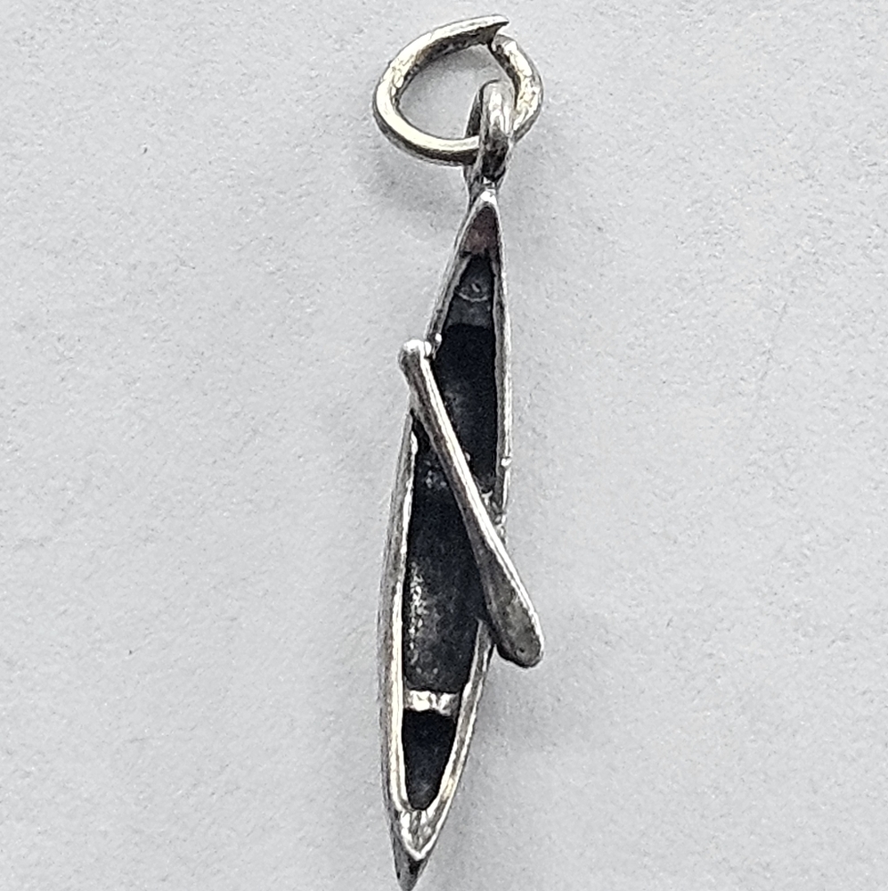 Vintage Native American Navajo Sterling Silver Canoe Pendant Charm - Picture 2 of 4